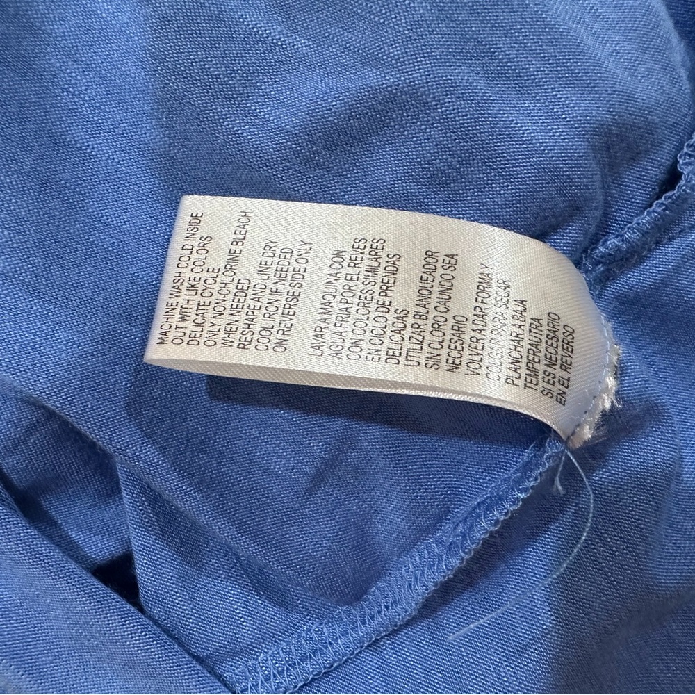 Democracy Women 2X Blouse Blue Embroidered Boho Peasant Long Sleeve Top - Picture 7 of 8
